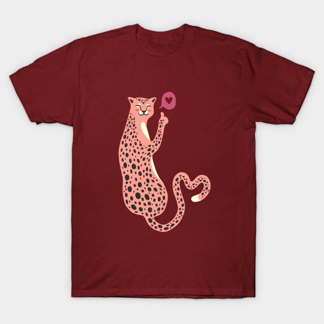 Happy leopard show Love T-Shirt by Chewbarber